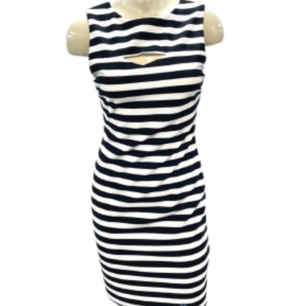 Bar lll black and white striped sleeveless dress NWT size L